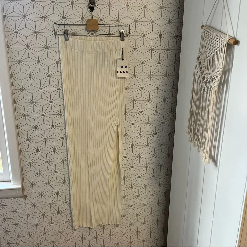 Simon Miller Ribbed Midi Skirt Akuma Macadamia NWT!